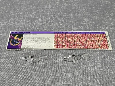 Ratbat Silver Guns Rocket 1986 Vintage G1 Transformers Figure Tech Spec - Image 1 of 2