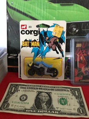 Vintage Original Corgi Junior 55091 Batman 23 Batbike Diecast Model 1979 Carded - Image 1 of 4