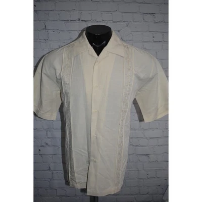 Cubavera Hawaiian Style Rayon Blend Shirt Mens Size Medium Light Tan - Image 1 of 4