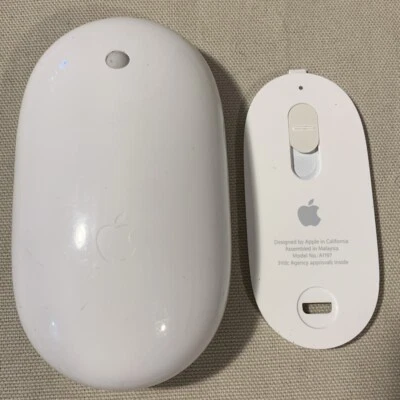 Apple Wireless Bluetooth Mighty Mouse Model A1197  - WHITE - Image 1 of 3
