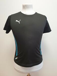 T266 BOYS PUMA BLACK BLUE S/SLEEVE STRETCH FITTED T-SHIRT AGE 11-12 YEARS