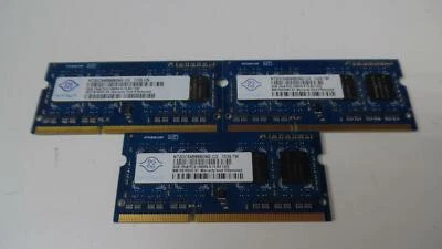 Nanya 6GB (3x2GB) DDR3 PC3-10600S SO-DIMM Modules - NT2GC64B88B0NS-CG - Tested - Image 1 of 3