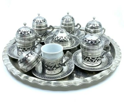 Totally Handmade Handcrafted Copper Turkish Coffee Espresso Serving Set 6 CUPS - Image 1 of 4