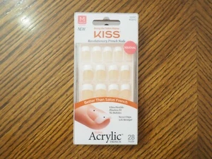 KISS REVOLUTIONARY French ACRYLIC Ultra Flexible Glue On Medium 28 Nails - Imagen 1 de 2