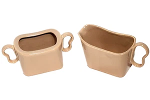 Franciscan Sugar Bowl Creamer Tiempo Metropolitan Coral/Tan Pebble Vintage MCM - Picture 1 of 6
