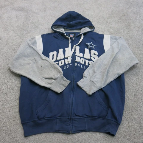 NFL Dallas Cowboys Hoodie Mens X Large Blue Full Zip Football Hoodie Sweatshirts Cover