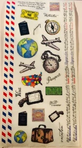 SCRAPBOOKING AUFKLEBER BLATT REISEERINNERUNGEN PASSKARTE USA KOMPASS - Bild 1 von 2