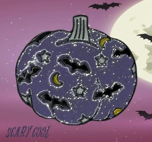  New Pumpkin Bat Moon Glitter Vintage Halloween Gothic Brooch Pin  - Picture 1 of 2