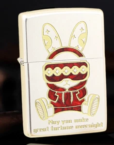 Rare Limited Edition Inlaid Shell Lucky Rabbit Zippo Lighter - Picture 1 of 2