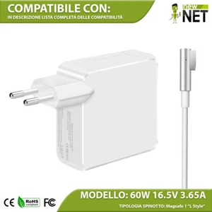 Alimentatore 60W 16,5V compatibile con Mac Book 13" A1344 A1330 A1342 A1278 - Foto 1 di 5