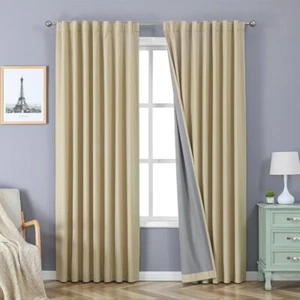 Joydeco 100% Blackout Curtains 108 inches Long for Bedroom Living Room - 2 Panel - Picture 1 of 1