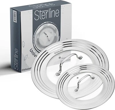 Universal Lids Set with Tempered Glass Top - Fits 5-12 Inch Pots, Pan - Set of 2 - Image 1 of 4