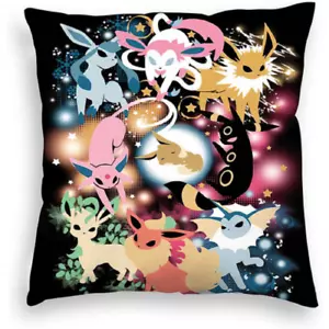 Pokemon Eevee DOUBLE SIDED Polyester 18" x 18" Pillow Cases US Seller CASE ONLY - Picture 1 of 3