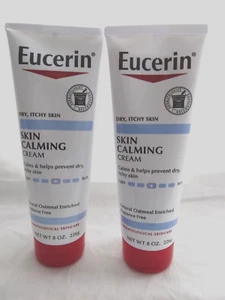 2 Eucerin Skin Calming Cream for Dry, Itchy Skin Natural Oatmeal Enriched 8 oz - Picture 1 of 6