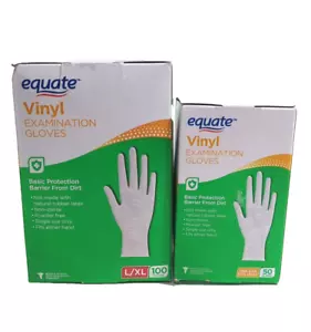 100 Equate Vinyl Examination Gloves L/XL & 50 Equate Vinyl Exam Gloves One Size - Bild 1 von 3