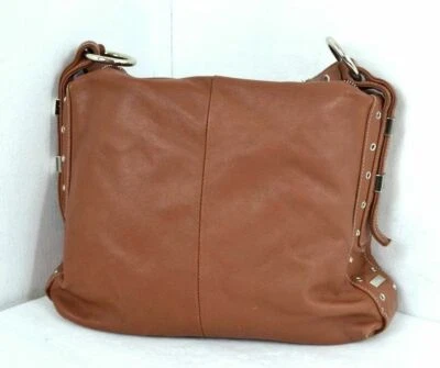 BOLSO DE HOMBRO GRANDE DE CUERO GENUINO MARRÓN PERLINA BOLSO DE MANO Foto 1 de 4