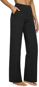 Women's Yoga Pants Wide Leg High Waist Pockets Stretch Casual Sweatpants Petite - Picture 1 of 21