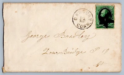 Danbury Connecticut CT 1870s-80s Star Fancy Cancel Cover To Zoar Bridge CT - Image 1 of 2