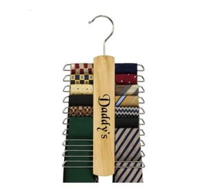 Personalisierte Herren Holz Gürtel & Krawattengestell Aufhänger Aufbewahrung Organizer Weihnachtsgeschenk - Bild 1 von 5
