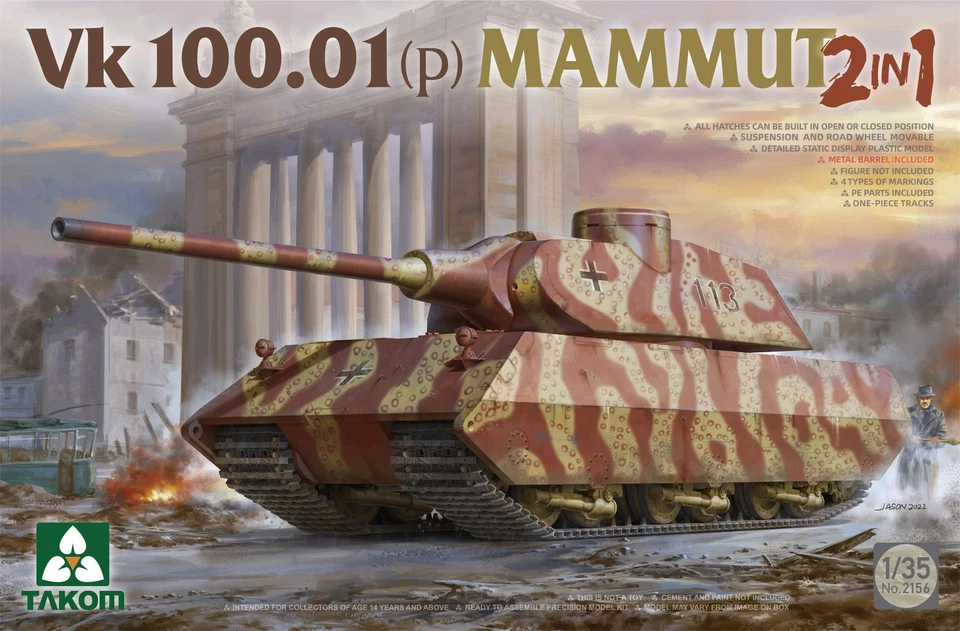 Takom 2156 1/35 Vk 100.01 (P) Mamut 2 in 1 (Plastic model) - Image 1 of 1