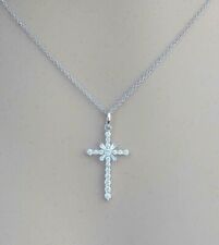 2CT Round Lab Created Certified Moissanite Cross Pendant 14K White Gold Plated