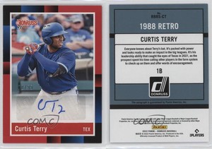 2022 Panini Donruss Retro 1988 Signatures Red /99 Curtis Terry Rookie Auto RC