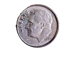 1991D Roosevelt Dime ERROR, BROAD STRUCK, SPLIT PLANCHET,DDO,DDR - Picture 1 of 2