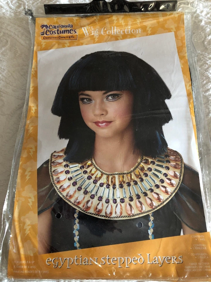 Peluca infantil egipcia azul y negro capas escalonadas Foto 1 de 2