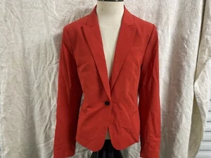Banana Republic Red Relaxed Fit Womens Blazer Button Closure NWT Size 14 Jacket - Picture 1 of 11