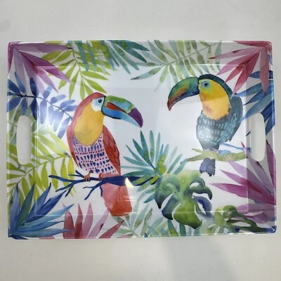 Tropical Toucan Print BPA-Free Plastic Serving Tray With Handles 18.5"x13.5" - Image 1 of 4