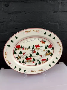 Plato grande ovalado tallado para servir Masons Christmas Village 40 cm x 32 cm - Imagen 1 de 9