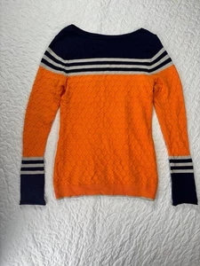 Orange blau gestreifter Strickpullover mit Rundhalsausschnitt Größe Small - Bild 1 von 4
