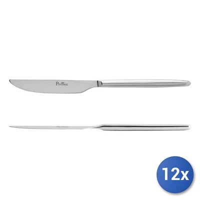 12x Coltelli Da Tavola Stile In Acciaio Inox, Argento - Immagine 1 di 3