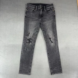 Pantalones de mezclilla American Eagle para hombre etiqueta 29x32 se adapta a 28x28,5 ajustados rectos desgastados negros - Imagen 1 de 11