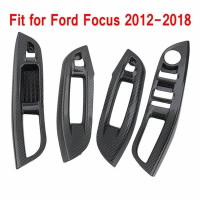 Panel de interruptor de ventana de fibra de carbono botón cubierta moldura decoración para Ford Focus 12-18 Foto 1 de 4