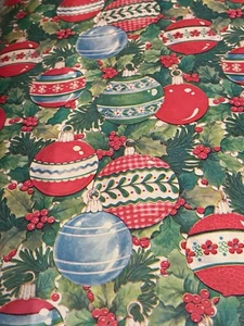 VTG CHRISTMAS WRAPPING PAPER GIFT WRAP GORGEOUS ORNAMENTS - Picture 1 of 2
