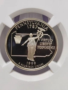 1999-S Silver Pennsylvania State Quarter NGC PF70 Ultra Cameo - Picture 1 of 4