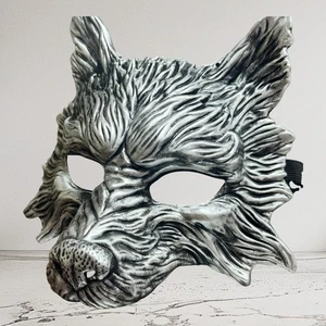 Wolf Mask Animal Masquerade Halloween Costume Party mask (Resin material) Silver - Picture 1 of 9