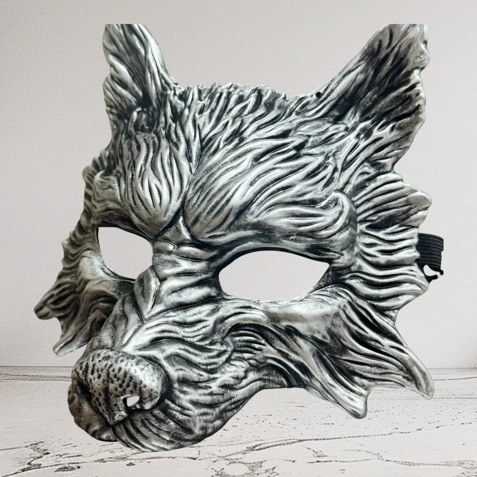 Wolf Mask Animal Masquerade Halloween Costume Party mask (Resin material) Silver - Image 1 of 4