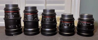 Juego de 5 lentes ROKINON Cine DS - 24 mm, 35 mm, 50 mm, 85 mm, 135 mm con estuche (montaje EF) Foto 1 de 4