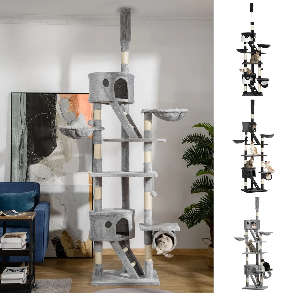 PawHut 240-260cm Floor to Ceiling Cat Tree with Scratching Posts - Image 1 of 1