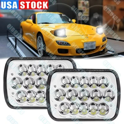 Faros LED haz alto/bajo para Mazda B2000 B2200 B2600 RX-7 GLC H6054 2 piezas 7x6" Foto 1 de 4