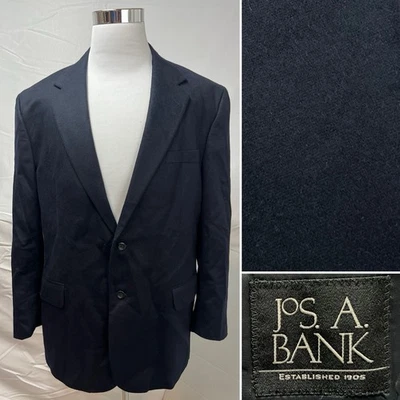 Jos. A. Bank 46R Navy Blue 100% Cashmere 2-Button Men's Blazer Jacket Sport Coat - Image 1 of 4