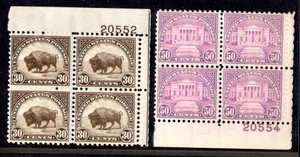 US 1931 SCOTT #700-701 HIGH VALUES OF SET CORNER BLOCKS OF 4 WITH PLATE # MNH VF - Picture 1 of 2