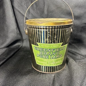 Vintage Greenfield Brand Pure Lard latta 4 libbre con manico in filo Detroit - Foto 1 di 7