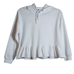 Jolie & Joy Damen S weiß Oversize Fairy Balletcore Hoodie Schößchen roher Rand neu ohne Etikett - Bild 1 von 9