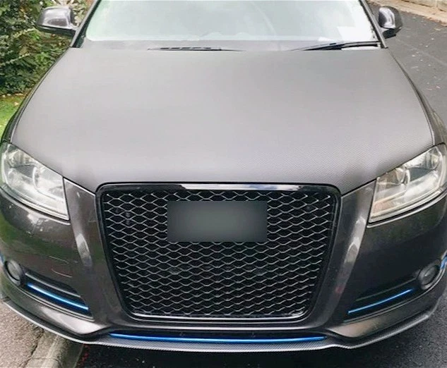适用于奥迪 2008 2009 - 2010 2011 - 2012 年 A3 S3 RS3 黑色前保险杠 Henycomb 格栅 — 第 1/4 张图片
