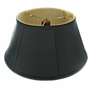 Black Silk with Gold Lining 16 Inch Bouillotte Style Lampshade Replacement - Picture 1 of 3