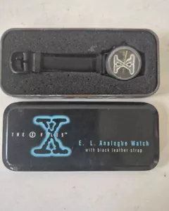 X-Files Logo Wesco Analogue Watch & Tin Case Leather Strap Vintage *Read* - Picture 1 of 8