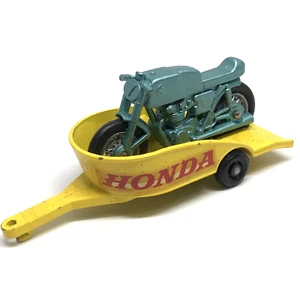 Lesney Matchbox No. 38 Honda M/Cycle Trailer 1967 Yellow - Made In England - Picture 1 of 10